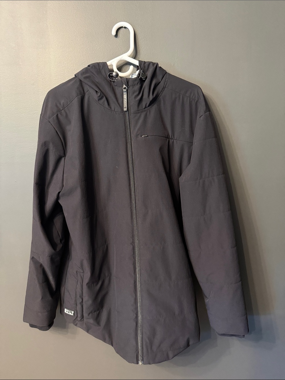 BYLT Drop-Cut Puffer Jacket (L) / Men’s Black Hooded Insulated Coat
